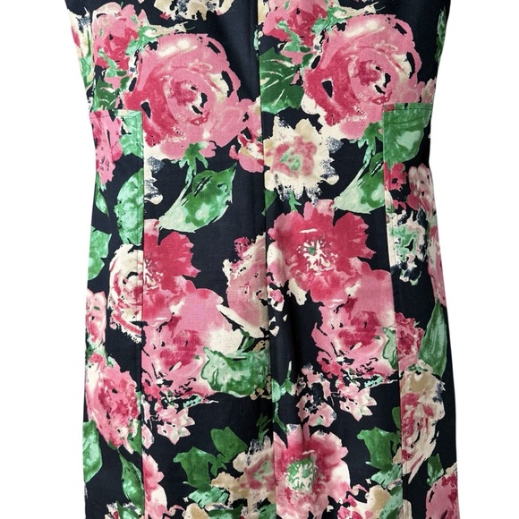 Talbots Shift Dress Size 12 Black Pink Ditzy Floral Lined Wedding Guest - Picture 6 of 9